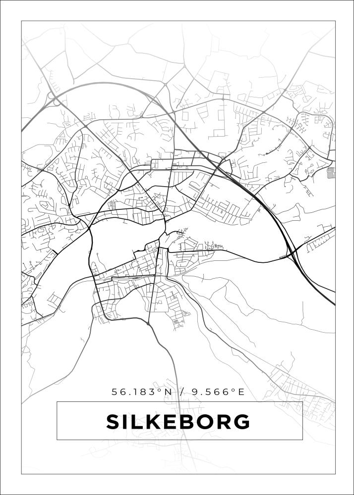 Kort - Silkeborg - Hvid Plakat