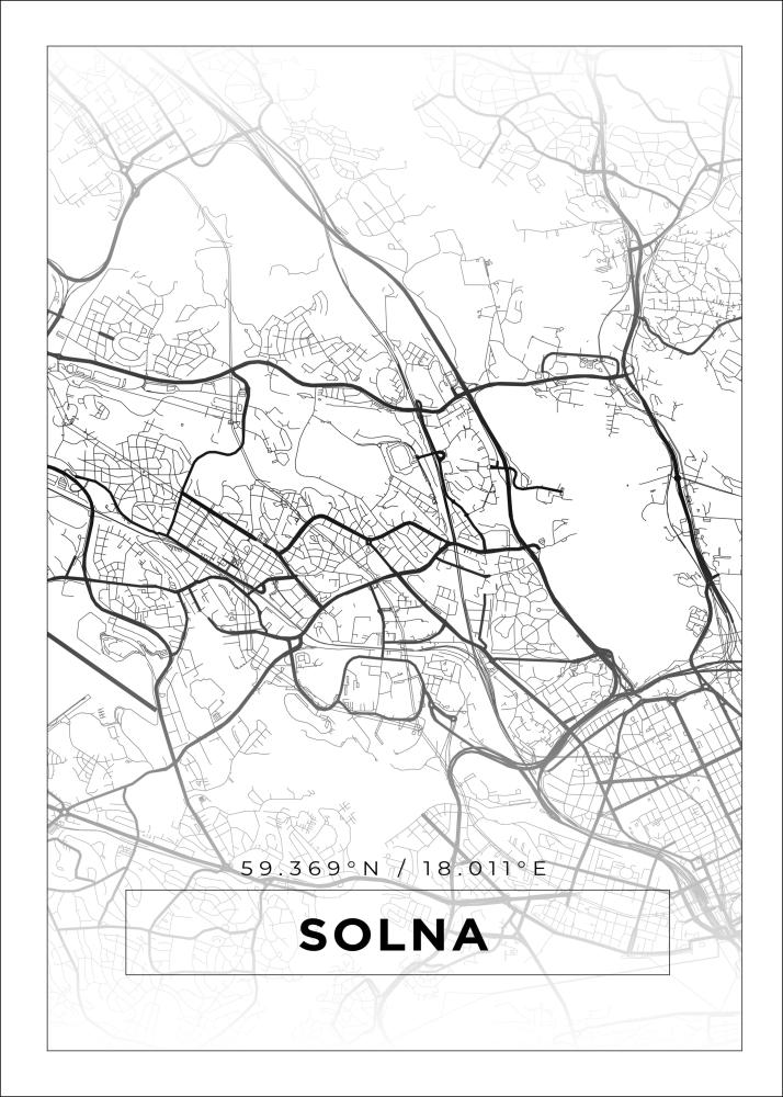 Kort - Solna - Hvid Plakat