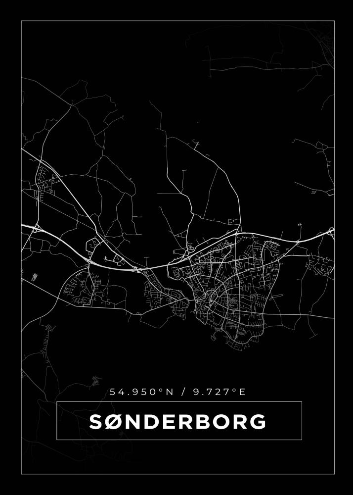 Kort - Sønderborg - Sort Plakat