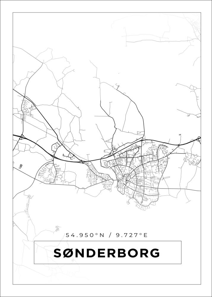 Kort - Sønderborg - Hvid Plakat