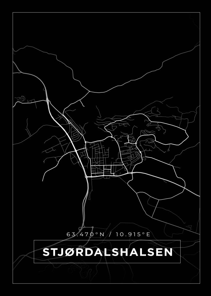 Kort - Stjørdalshalsen - Sort Plakat