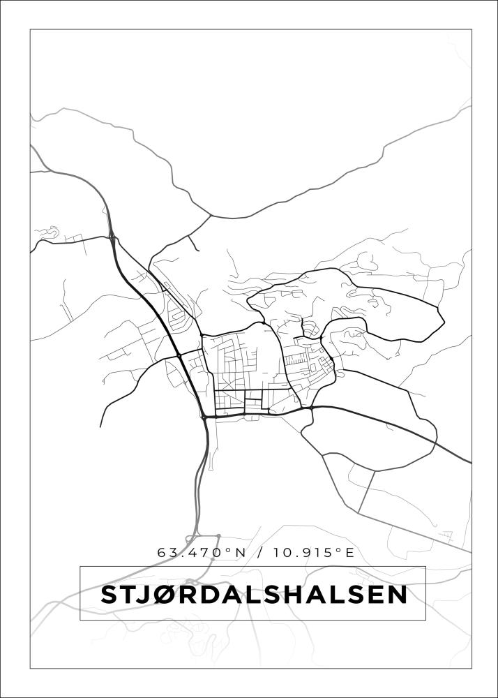 Kort - Stjørdalshalsen - Hvid Plakat