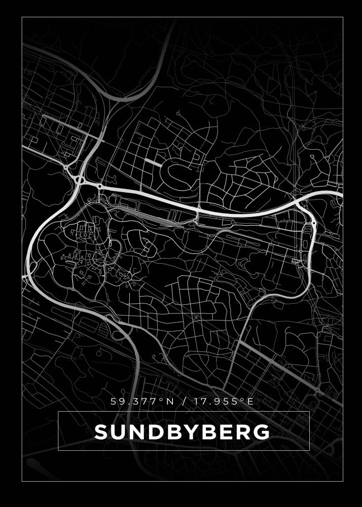 Kort - Sundbyberg - Sort Plakat