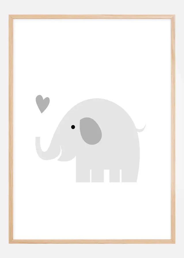 Elefant Solo - tåget grå Plakat