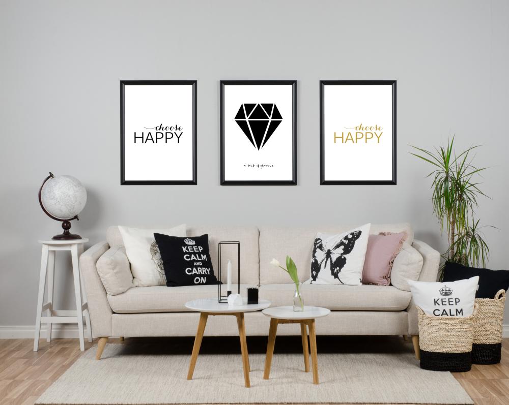 Choose happy - Sort Plakat