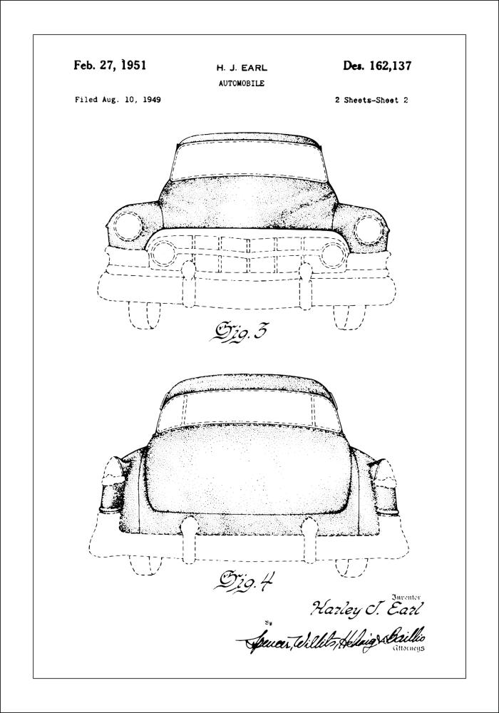 Patenttegning - Cadillac II Plakat