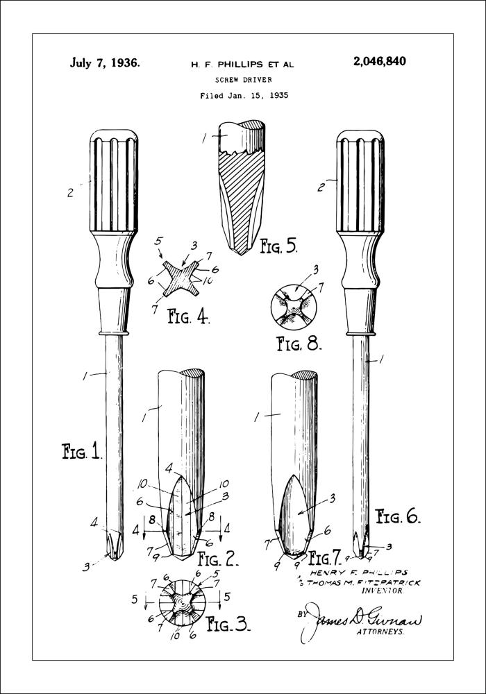 Patenttegning - Skruetrækker Plakat