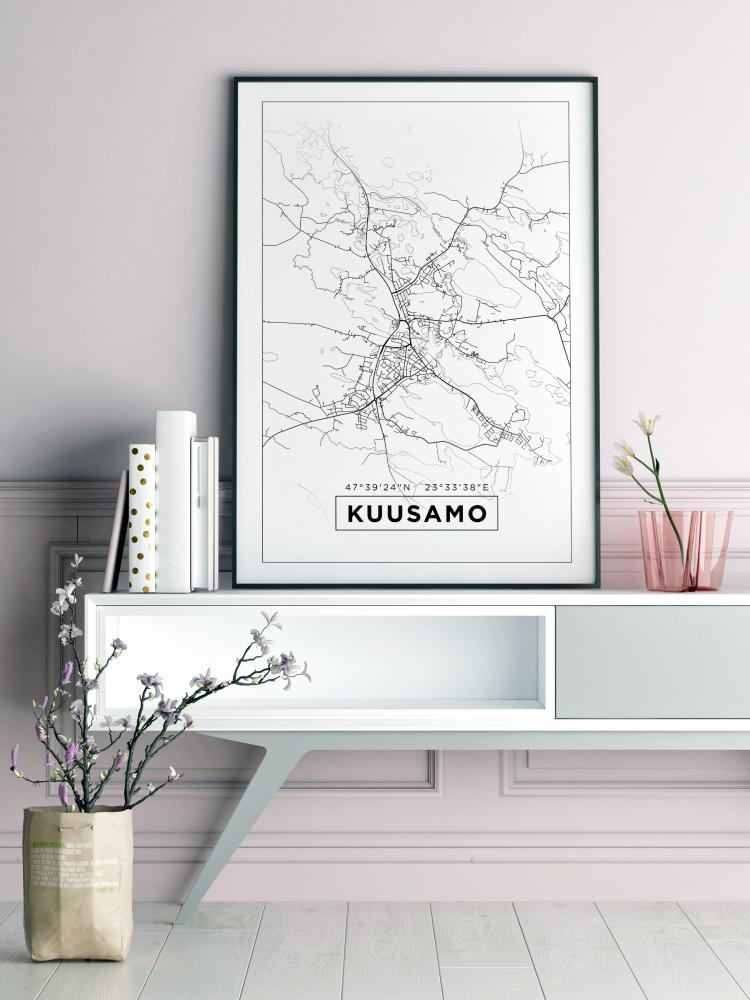 Kort - Kuusamo - Hvid Plakat