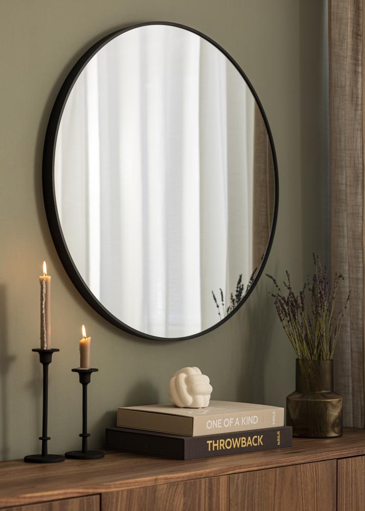 KAILA Round Mirror - Edge Black 80 cm Ø