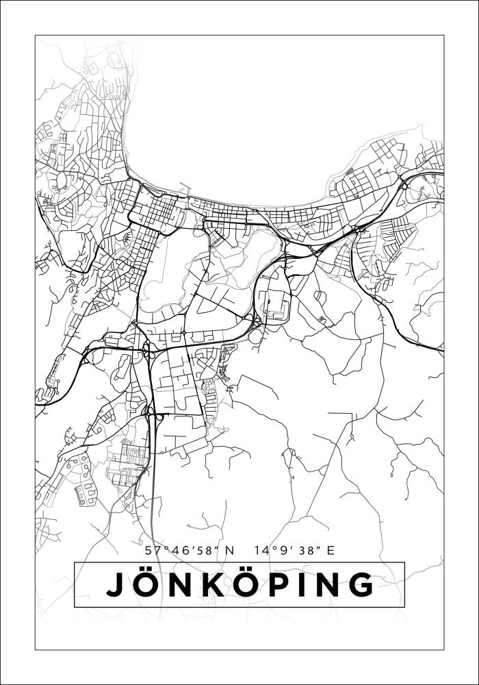 Kort - Jönköping - Hvid Plakat