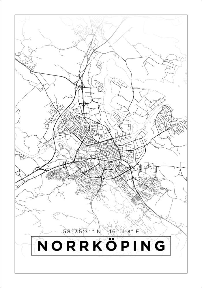 Kort - Norrköping - Hvid Plakat