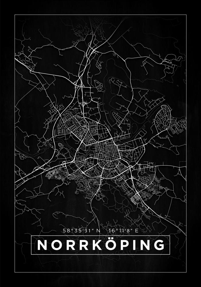 Kort - Norrköping - Sort Plakat