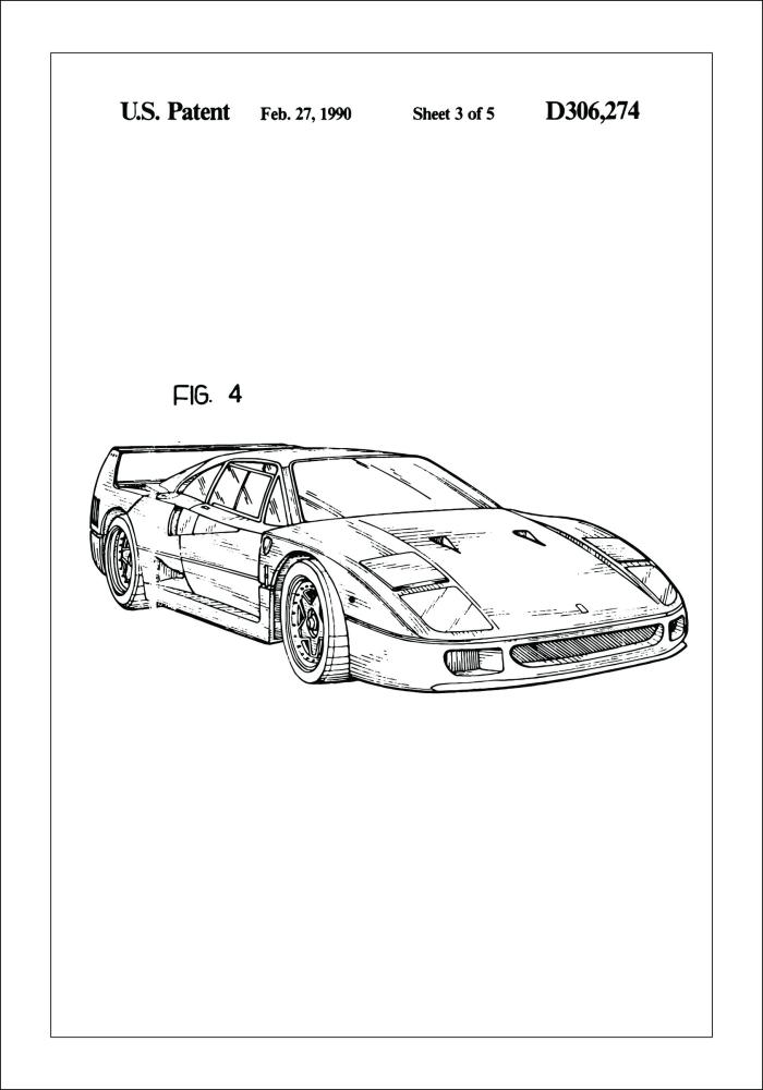 Patenttegning - Ferrari F40 II Plakat