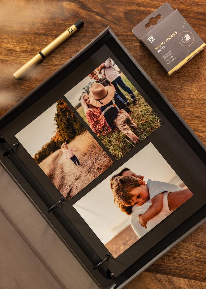 KAILA MEMORIES Black - Coffee Table Photo Album (60 Sorte Sider / 30 Blade)