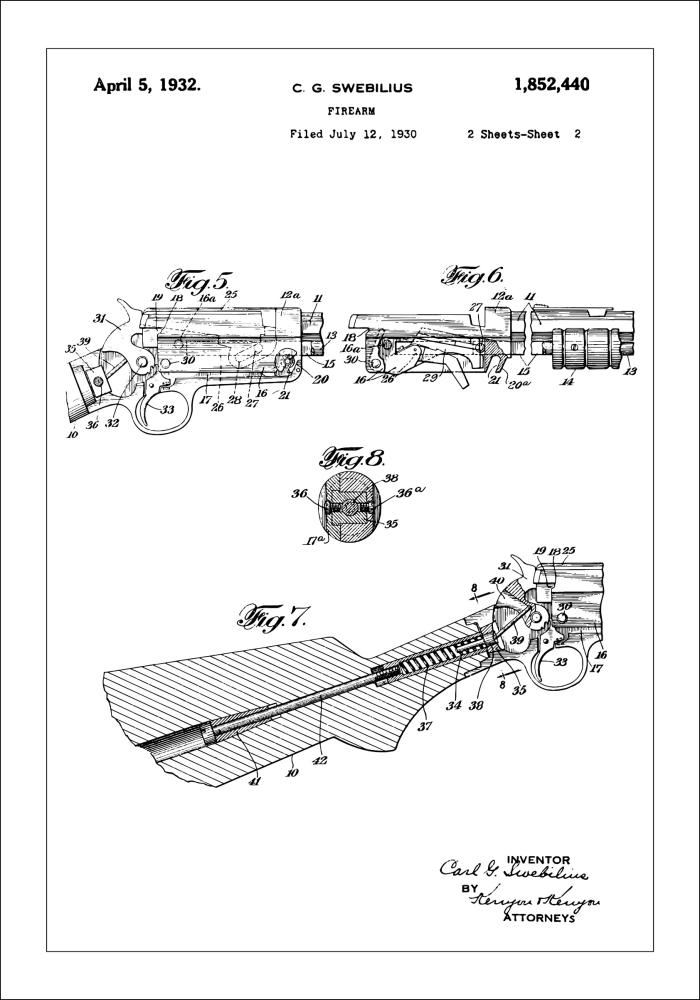 Patenttegning - Gevær II Plakat