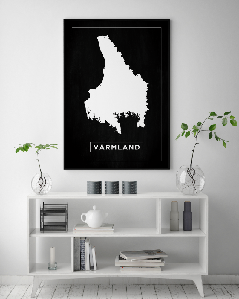 Kort - Värmland - Sort Plakat