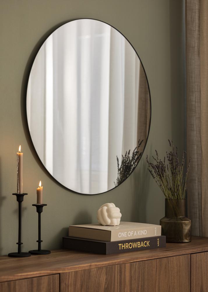 KAILA Round Mirror - Thin Black 80 cm Ø